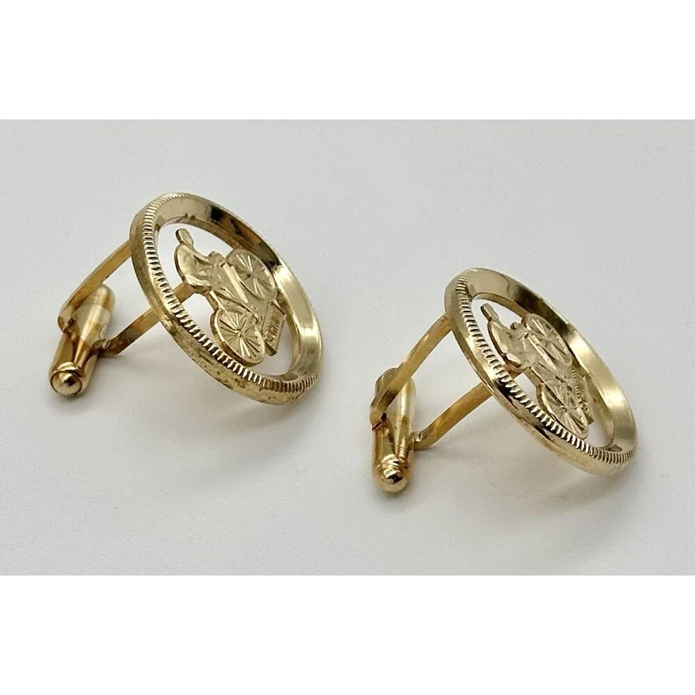 Vintage 1970s Schwinn Bicycle Cufflinks Dealer Promo Cyclist Racing Bike